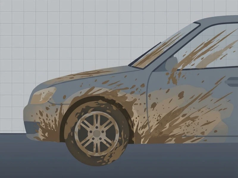Exemple de voiture couverte de boue avant lavage